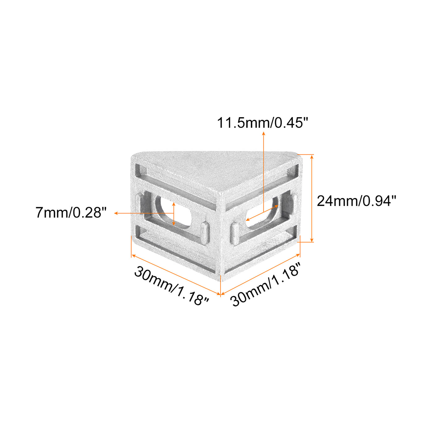 uxcell Uxcell 16Pcs Inside Corner Bracket Gusset, 30x30x24mm 2430 Angle Connectors for 2040/4040/8080 Series Aluminum Extrusion Profile Silver