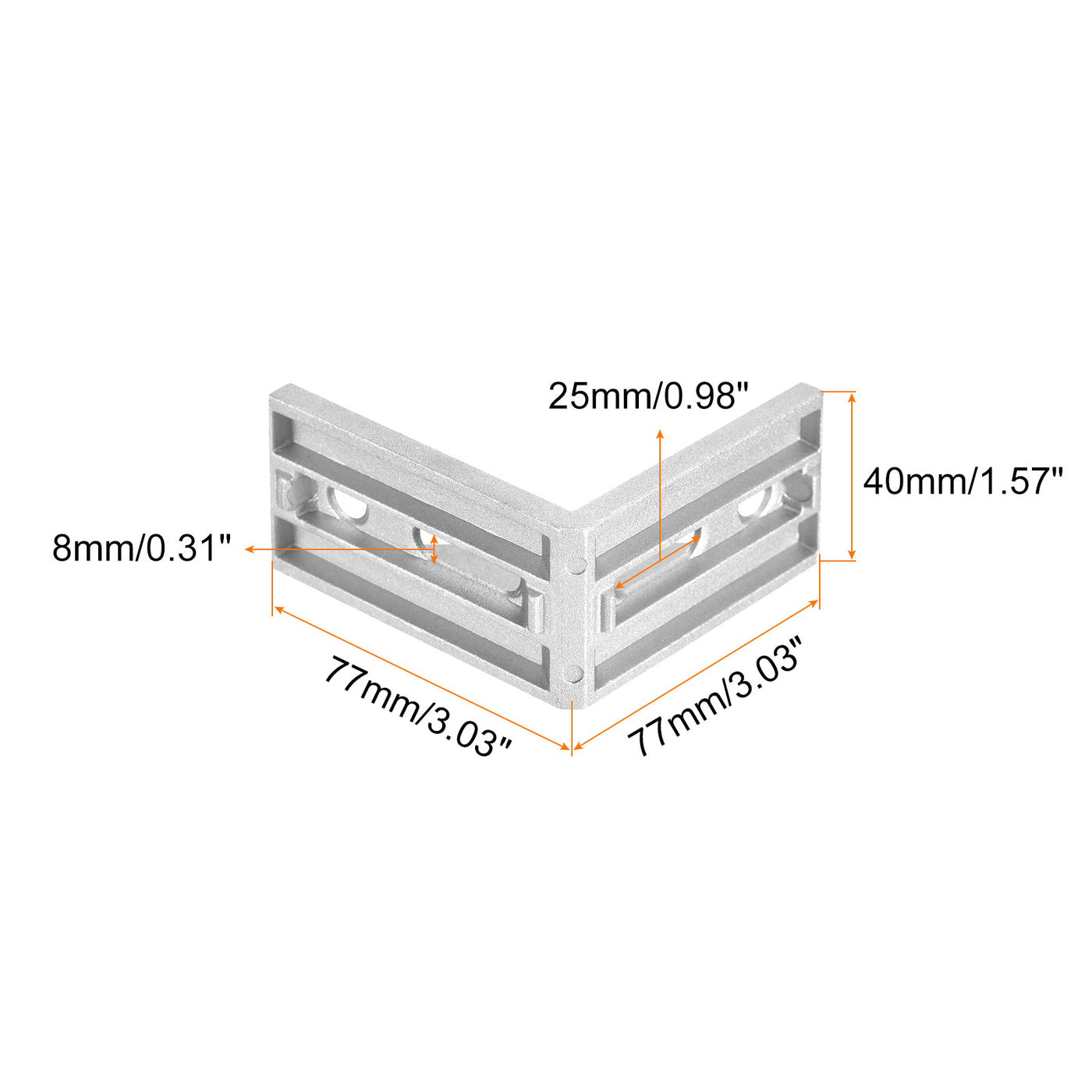 uxcell Uxcell 5Pcs Inside Corner Bracket Gusset, 77x77x40mm 4080 Angle Connectors for 4040/4080 Series Aluminum Extrusion Profile Silver
