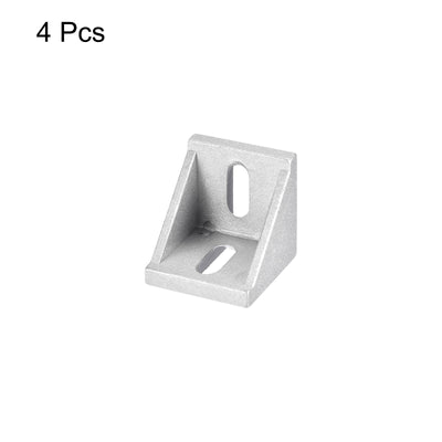 Harfington Uxcell 4Pcs Inside Corner Bracket Gusset, 42x42x41mm 4545 Angle Connectors for 4545/5050 Series Aluminum Extrusion Profile Silver