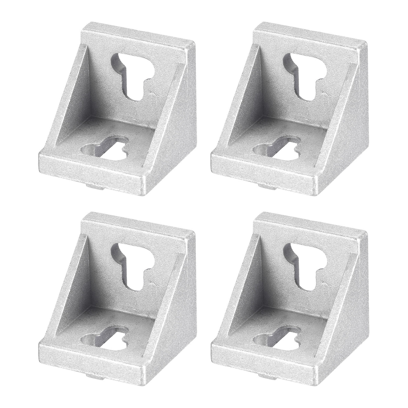 uxcell Uxcell 4Pcs Inside Corner Bracket Gusset, 42x42x43mm 4545 Angle Connectors for 4545/5050 Series Aluminum Extrusion Profile Silver