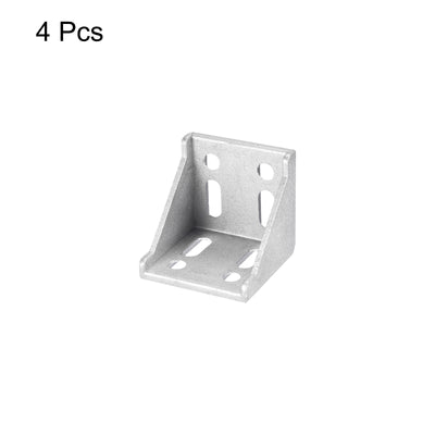 Harfington Uxcell 4Pcs Inside Corner Bracket Gusset, 57x57x59mm 6060 Angle Connectors for 3060/6060 Series Aluminum Extrusion Profile Silver