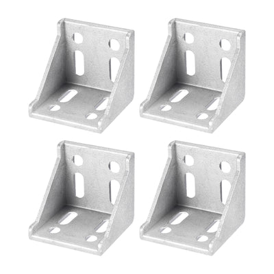 Harfington Uxcell 4Pcs Inside Corner Bracket Gusset, 57x57x59mm 6060 Angle Connectors for 3060/6060 Series Aluminum Extrusion Profile Silver