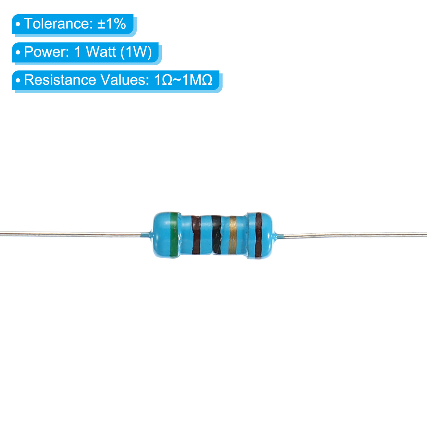 Harfington 635pcs Metal Film Resistor Assortment Kit 1 Ohm - 1M Ohm, 127 Values 1W 1% Tolerance for DIY Projects Experiments