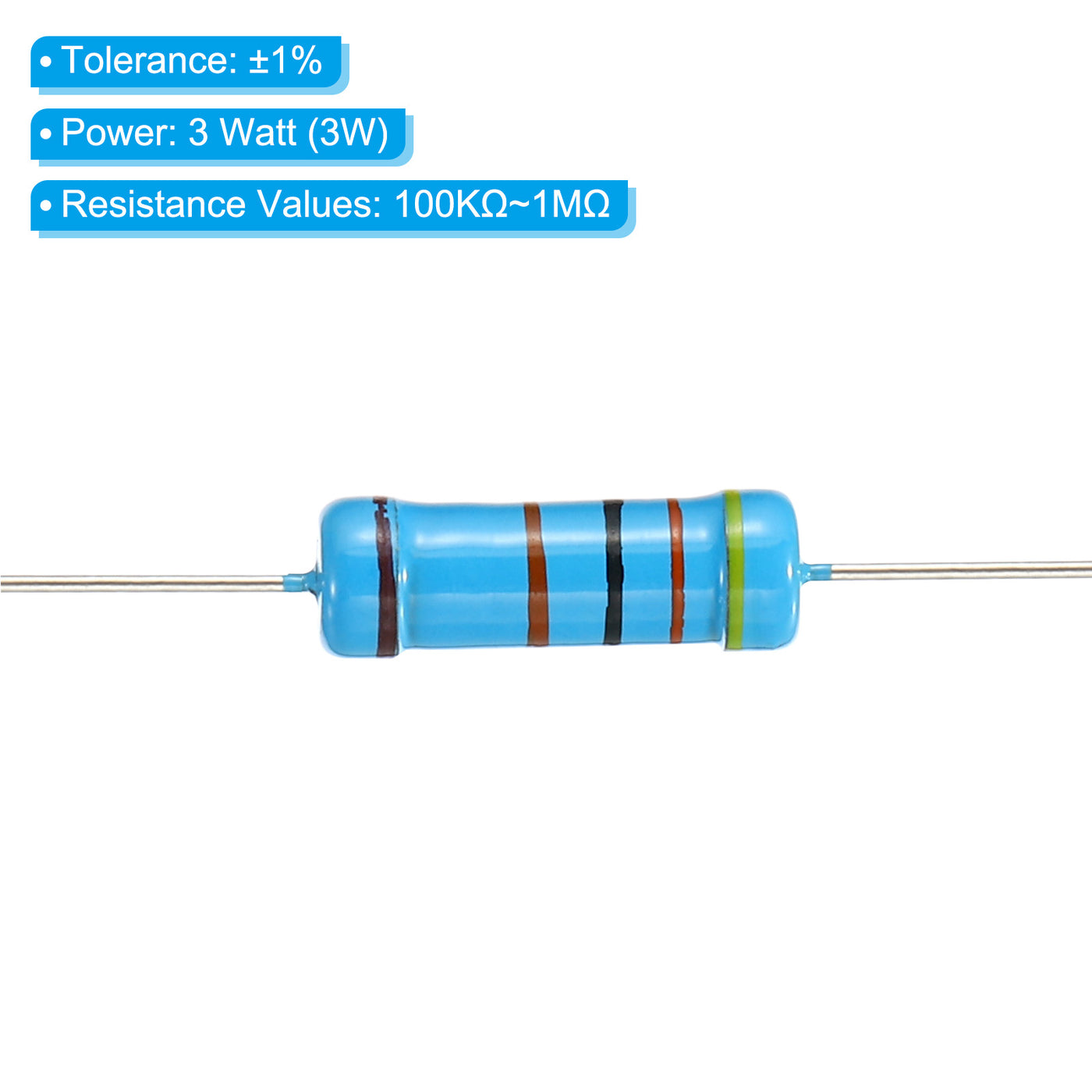 Harfington 105pcs Metal Film Resistor Assortment Kit 100K Ohm - 1M Ohm, 21 Values 3W 1% Tolerance for DIY Projects Experiments