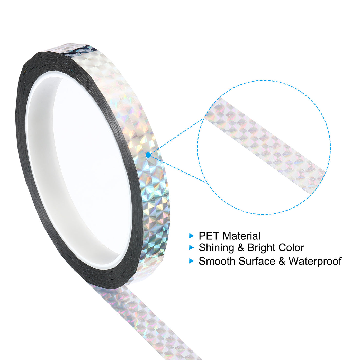 Harfington Prism Tape 12mm x 50m, 2 Pack Holographic Reflective Self Adhesive for DIY Art Craft Wrapping Decoration, Silver