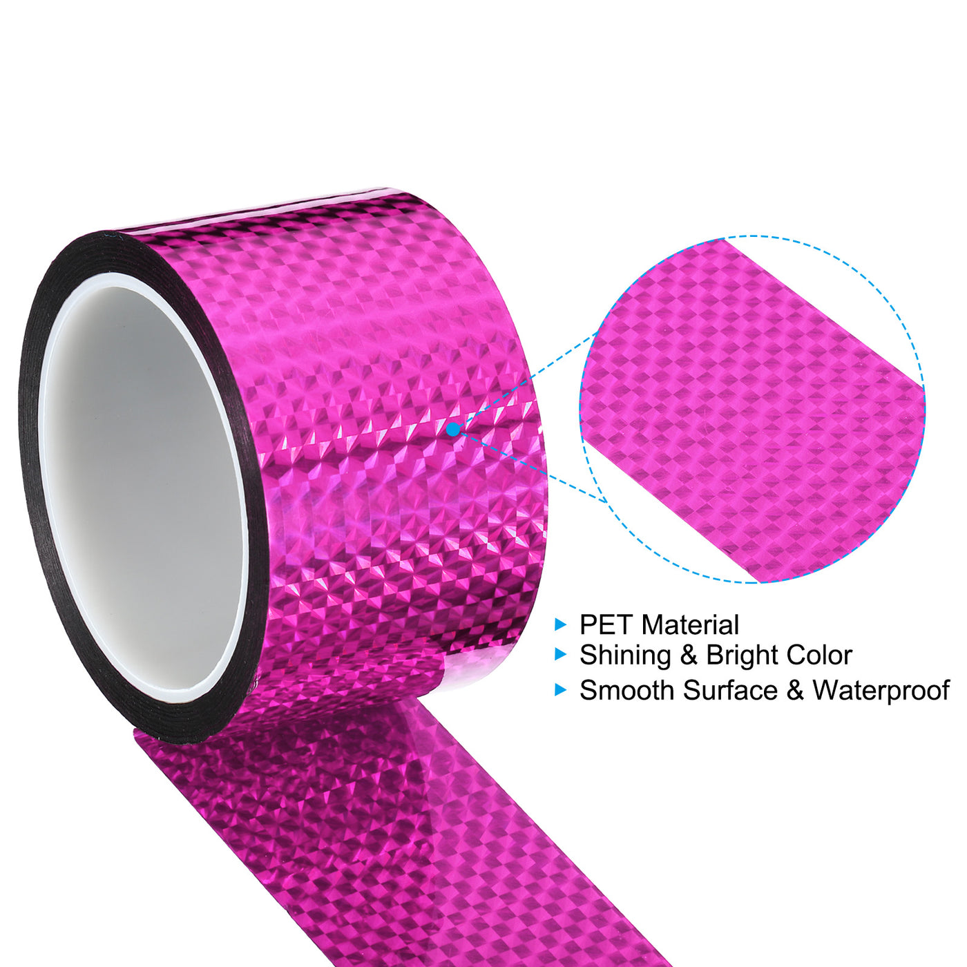 Harfington Prism Tape 60mm x 50m, Holographic Reflective Self Adhesive for DIY Art Craft Wrapping Decoration, Rose Red