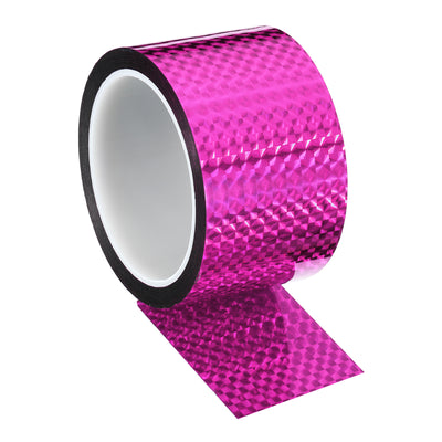 Harfington Prism Tape 60mm x 50m, Holographic Reflective Self Adhesive for DIY Art Craft Wrapping Decoration, Rose Red