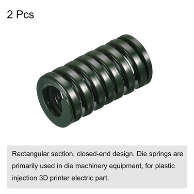 Harfington Uxcell 3D Printer Die Spring, 2pcs 30mm OD 55mm Long Spiral Stamping Compression Green
