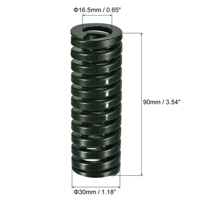 Harfington Uxcell 3D Printer Die Spring, 2pcs 30mm OD 90mm Long Spiral Stamping Compression Green