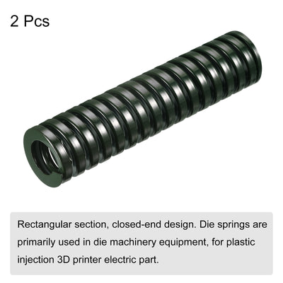 Harfington Uxcell 3D Printer Die Spring, 2pcs 30mm OD 125mm Long Spiral Stamping Compression Green