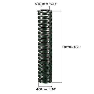 Harfington Uxcell 3D Printer Die Spring, 2pcs 30mm OD 150mm Long Spiral Stamping Compression Green