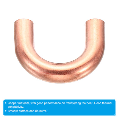 Harfington 7mm OD 31x23mm Elbow Copper Pipe Fitting, 2 Pack 180 Degree Bend Welding Sweat Solder Connection for HVAC Air Conditioner Plumbing