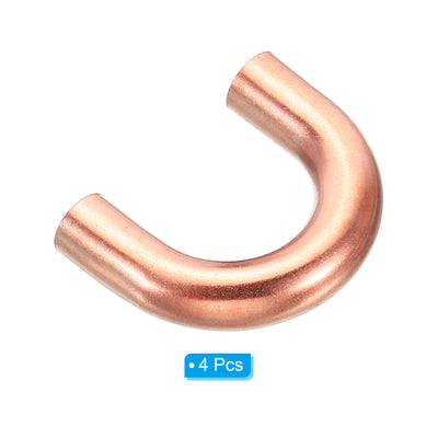 Harfington 7mm OD 31x23mm Elbow Copper Pipe Fitting, 4 Pack 180 Degree Bend Welding Sweat Solder Connection for HVAC Air Conditioner Plumbing