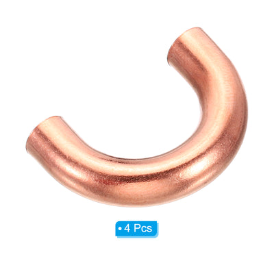 Harfington 7mm OD 32x20mm Elbow Copper Pipe Fitting, 4 Pack 180 Degree Bend Welding Sweat Solder Connection for HVAC Air Conditioner Plumbing