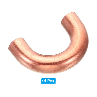 Harfington 5/16 Inch OD 33x21mm Elbow Copper Pipe Fitting, 4 Pack 180 Degree Bend Welding Sweat Solder Connection for HVAC Air Conditioner Plumbing