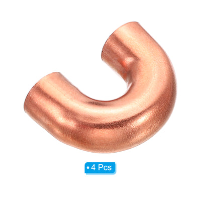 Harfington 3/8 Inch OD 27x19mm Elbow Copper Pipe Fitting, 4 Pack 180 Degree Bend Welding Sweat Solder Connection for HVAC Air Conditioner Plumbing