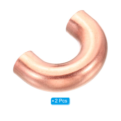 Harfington 1/2 Inch OD 43x28mm Elbow Copper Pipe Fitting, 2 Pack 180 Degree Bend Welding Sweat Solder Connection for HVAC Air Conditioner Plumbing