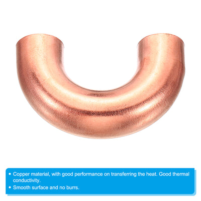 Harfington 1/2 Inch OD 43x28mm Elbow Copper Pipe Fitting, 2 Pack 180 Degree Bend Welding Sweat Solder Connection for HVAC Air Conditioner Plumbing
