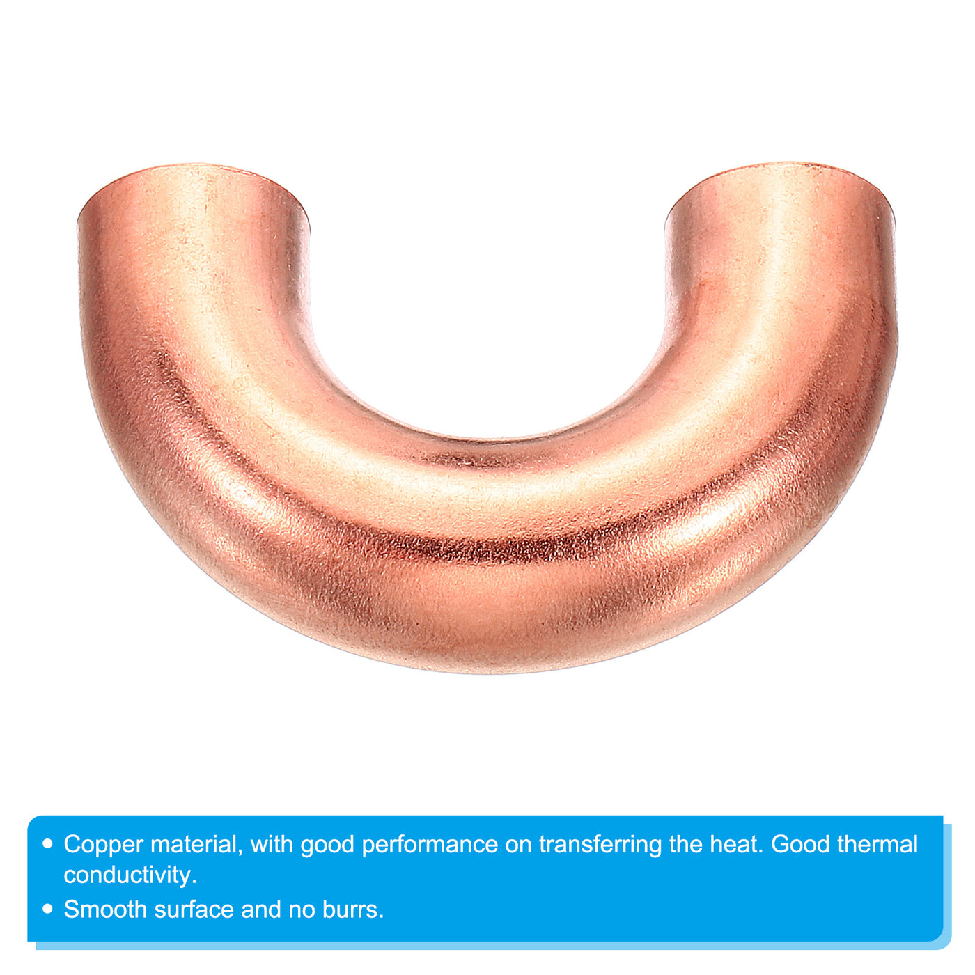 Harfington 1/2 Inch OD 43x28mm Elbow Copper Pipe Fitting, 4 Pack 180 Degree Bend Welding Sweat Solder Connection for HVAC Air Conditioner Plumbing