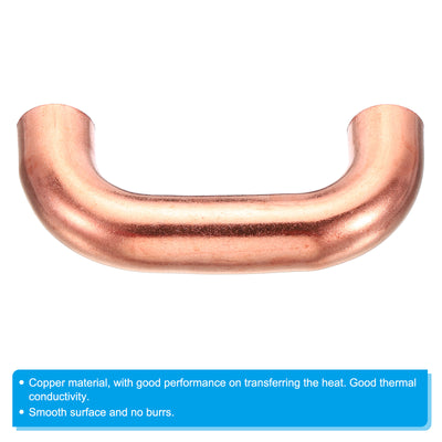 Harfington 5/8 Inch OD 80.7x35mm Elbow Copper Pipe Fitting, 2 Pack 180 Degree Bend Welding Sweat Solder Connection for HVAC Air Conditioner Plumbing