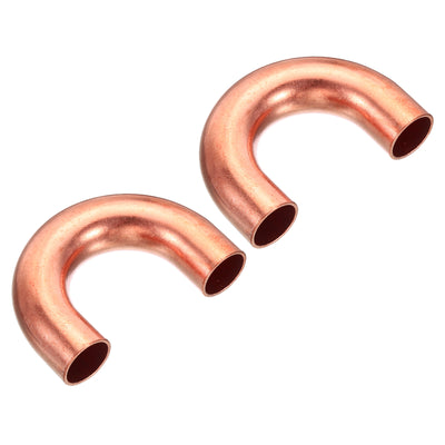 Harfington 16mm OD 64x44mm Elbow Copper Pipe Fitting, 2 Pack 180 Degree Bend Welding Sweat Solder Connection for HVAC Air Conditioner Plumbing