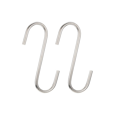 Harfington Uxcell S Hanging Hooks, 5inch(120mm) Extra Long Steel Hanger, Indoor Outdoor Uses for Garden, Bathroom, Closet, Workshop, Kitchen, Matt Silver, 2Pcs