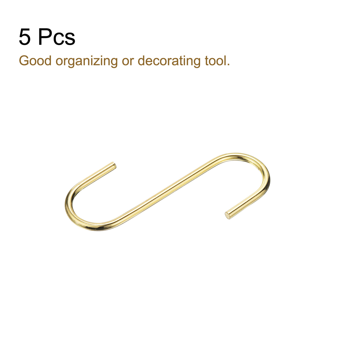 uxcell Uxcell S Hanging Hooks, 5inch(120mm) Extra Long Steel Hanger, Indoor Outdoor Uses for Garden, Bathroom, Closet, Workshop, Kitchen, Gold Tone, 5Pcs