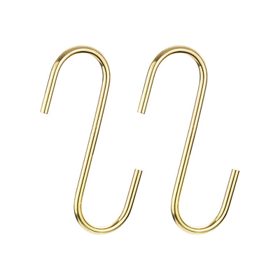 Harfington Uxcell S Hanging Hooks, 5inch(120mm) Extra Long Steel Hanger, Indoor Outdoor Uses for Garden, Bathroom, Closet, Workshop, Kitchen, Gold Tone, 2Pcs