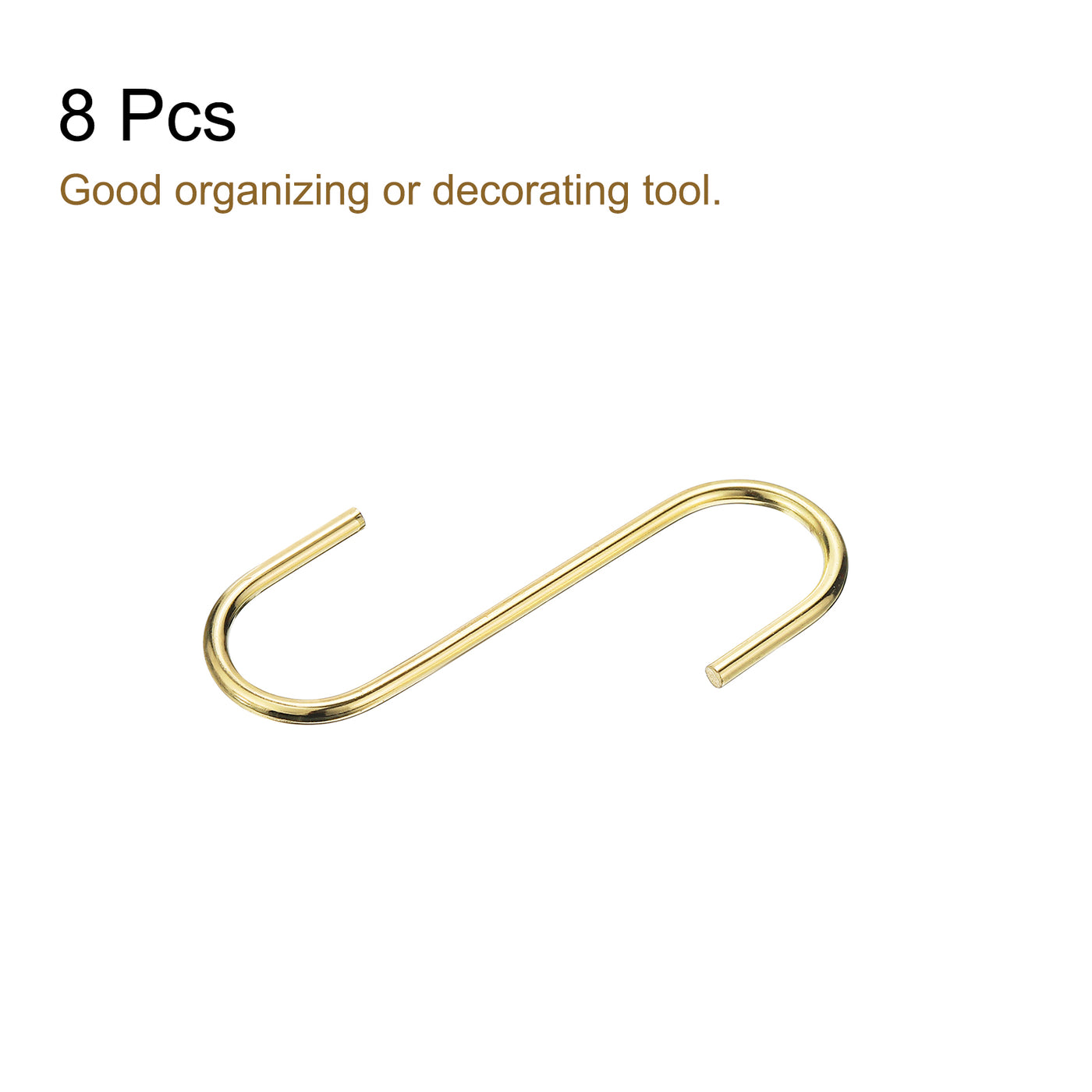 uxcell Uxcell S Hanging Hooks, 5inch(120mm) Extra Long Steel Hanger, Indoor Outdoor Uses for Garden, Bathroom, Closet, Workshop, Kitchen, Gold Tone, 8Pcs