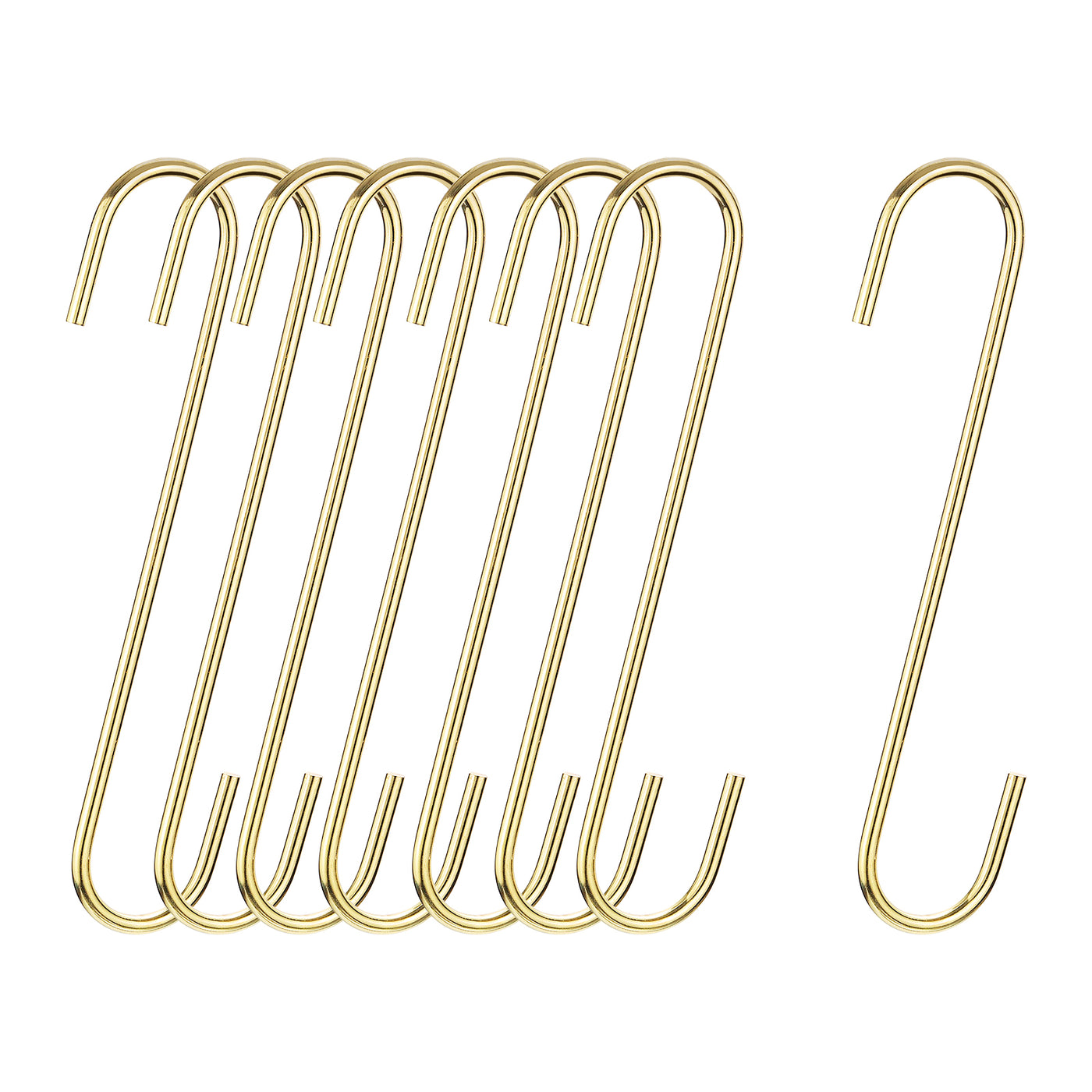 uxcell Uxcell S Hanging Hooks, 8inch(200mm) Extra Long Steel Hanger, Indoor Outdoor Uses for Garden, Bathroom, Closet, Workshop, Kitchen, Gold Tone, 8Pcs