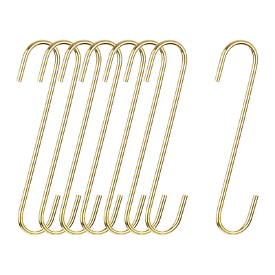 Harfington Uxcell S Hanging Hooks, 8inch(200mm) Extra Long Steel Hanger, Indoor Outdoor Uses for Garden, Bathroom, Closet, Workshop, Kitchen, Gold Tone, 8Pcs