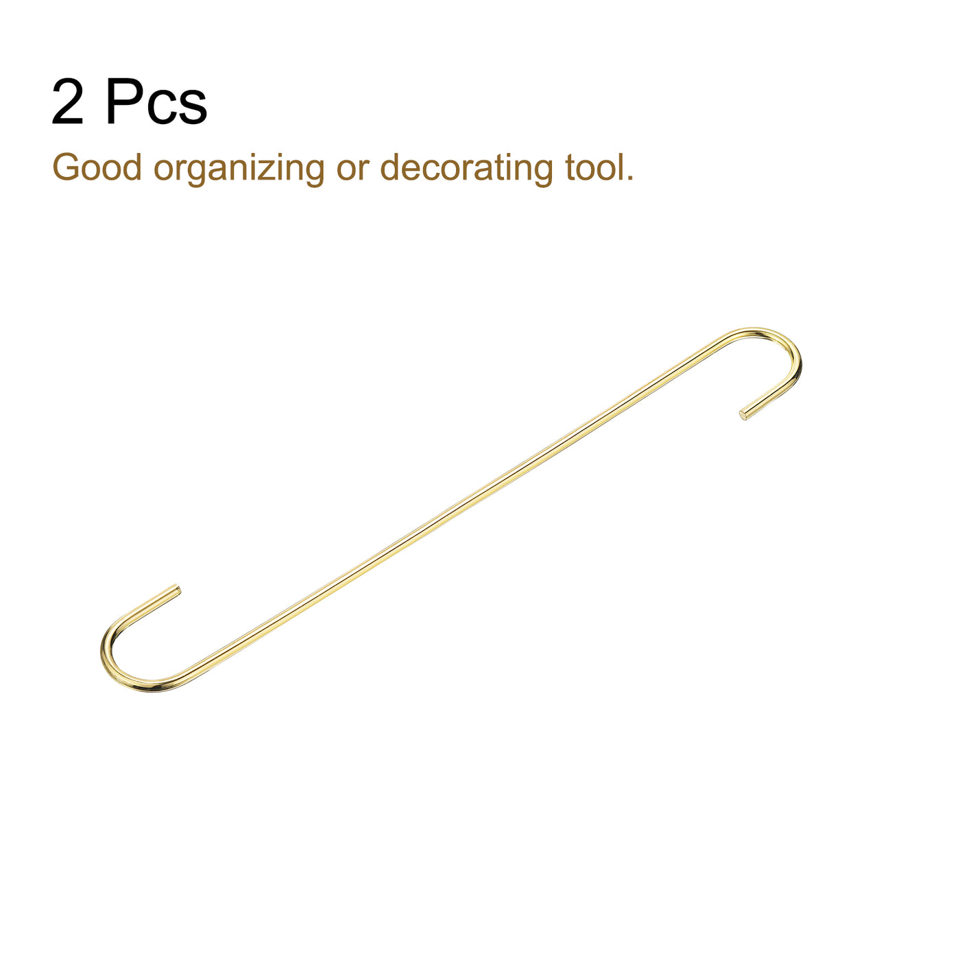 uxcell Uxcell S Hanging Hooks, 12inch(300mm) Extra Long Steel Hanger, Indoor Outdoor Uses for Garden, Bathroom, Closet, Workshop, Kitchen, Gold Tone, 2Pcs