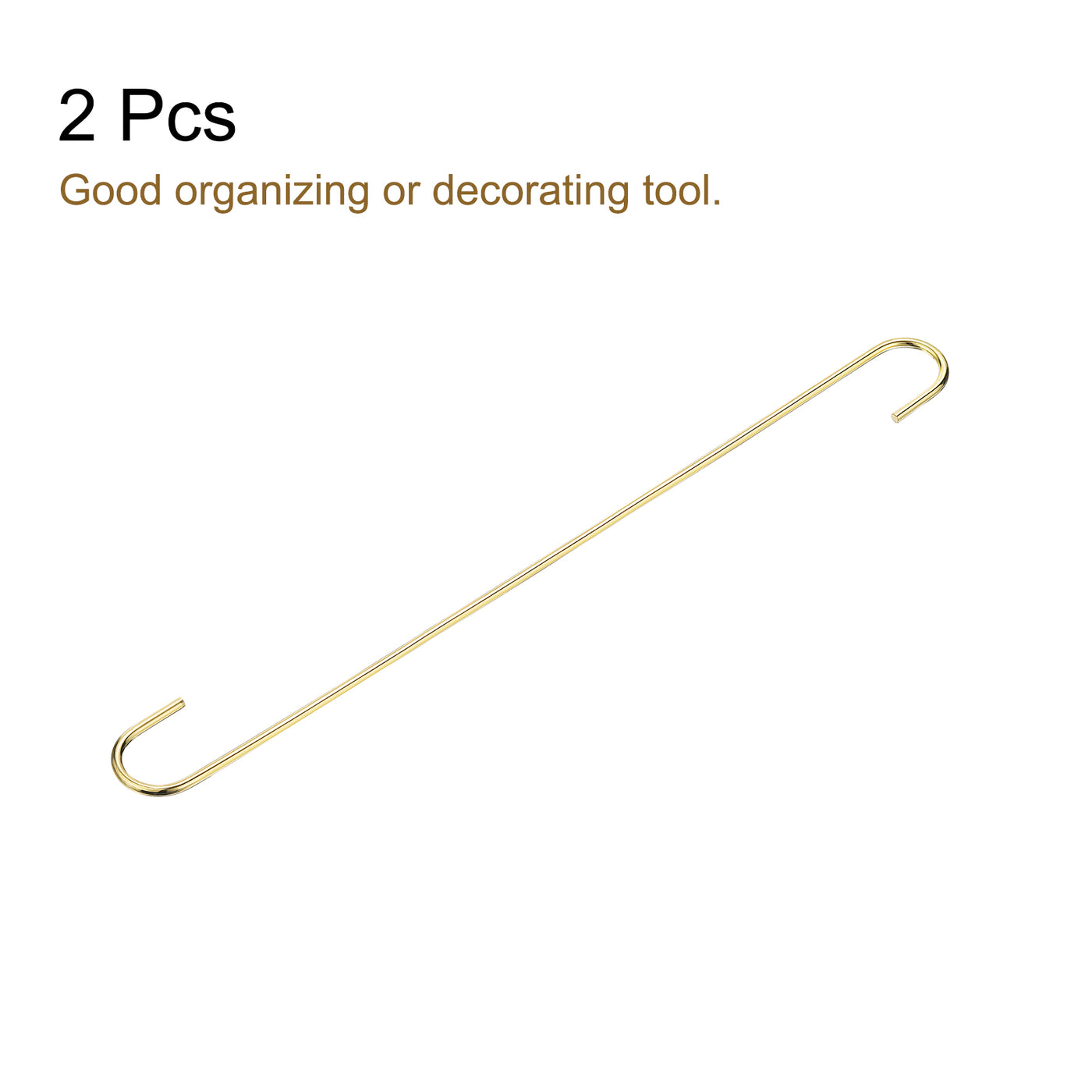 uxcell Uxcell S Hanging Hooks, 16inch(400mm) Extra Long Steel Hanger, Indoor Outdoor Uses for Garden, Bathroom, Closet, Workshop, Kitchen, Gold Tone, 2Pcs