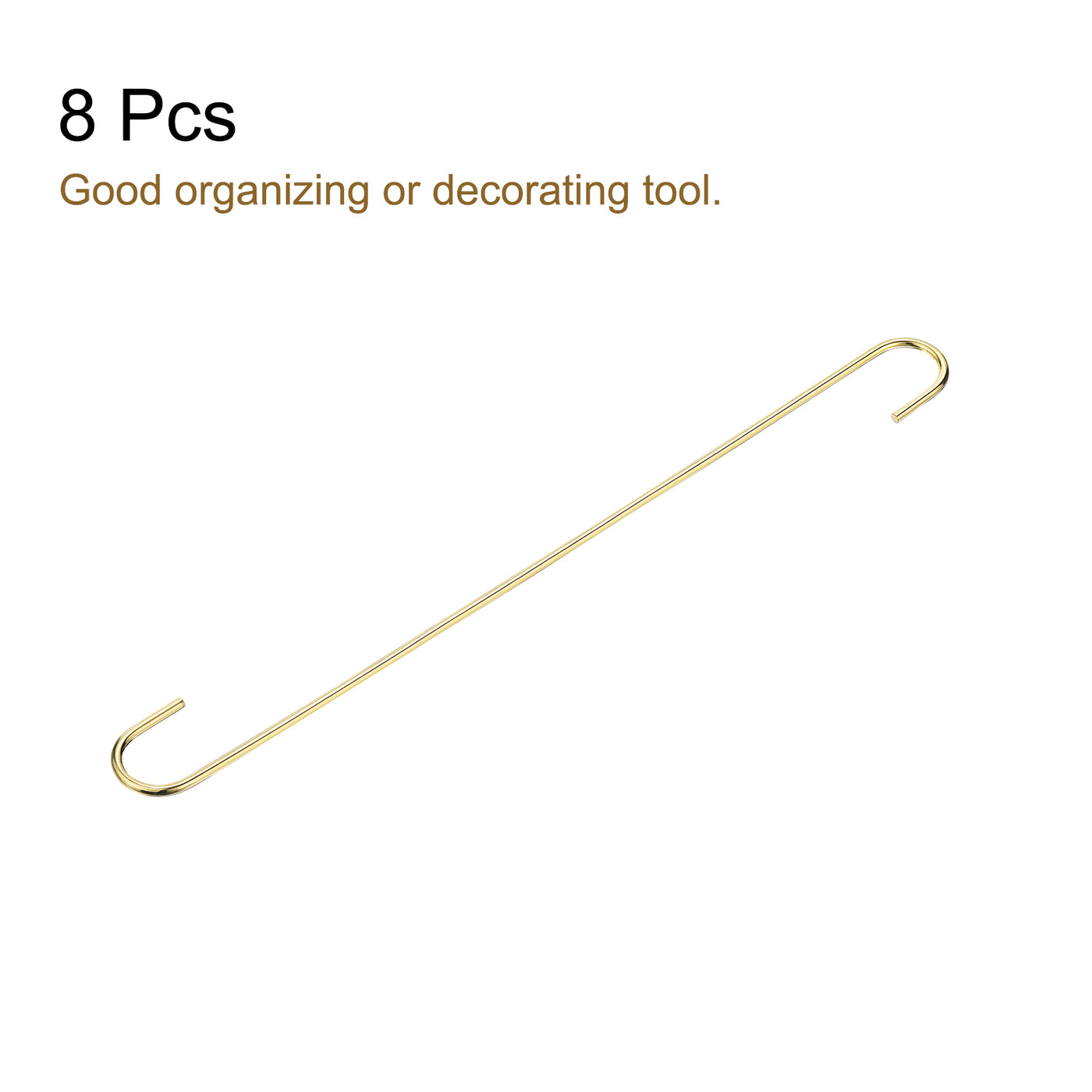 uxcell Uxcell S Hanging Hooks, 16inch(400mm) Extra Long Steel Hanger, Indoor Outdoor Uses for Garden, Bathroom, Closet, Workshop, Kitchen, Gold Tone, 8Pcs