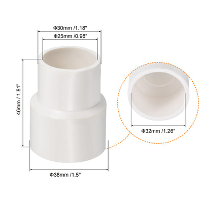 Harfington PVC Reducer Pipe Fitting 32x25mm, 10 Pack Straight Coupling Adapter Connector, White