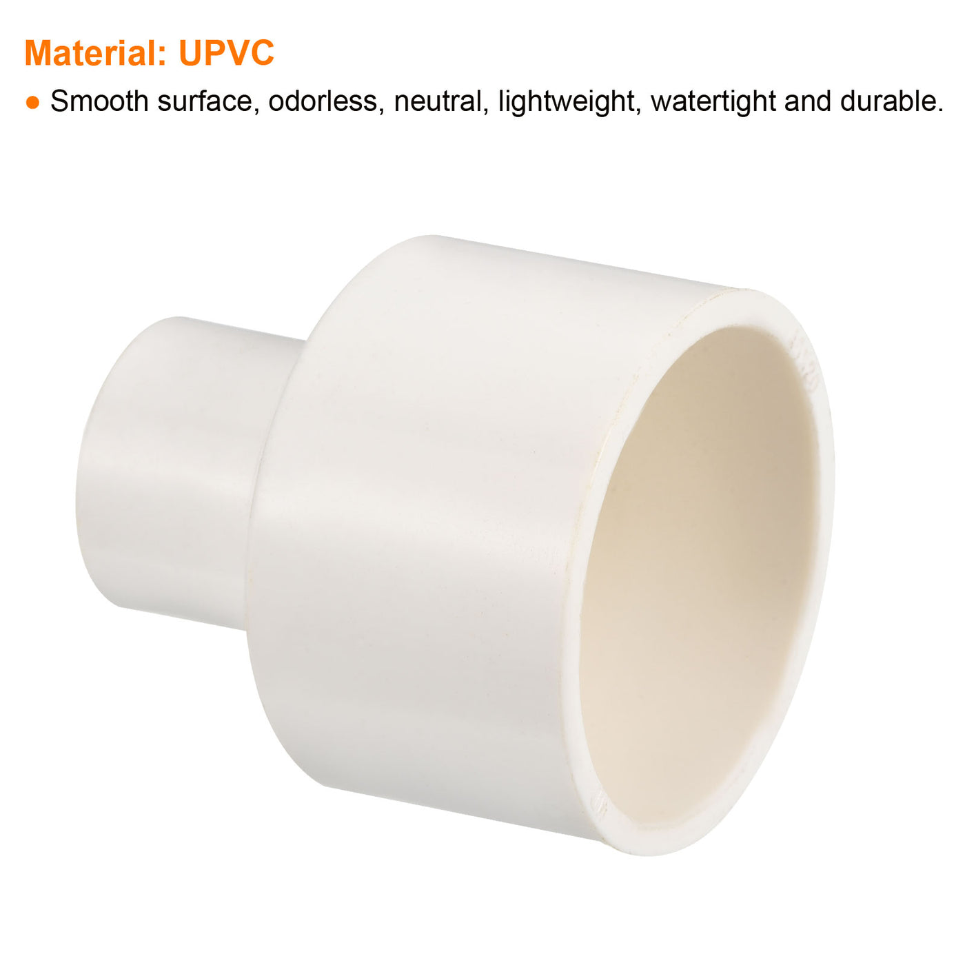 Harfington PVC Reducer Pipe Fitting 40x20mm, 4 Pack Straight Coupling Adapter Connector, White