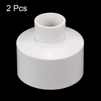 Harfington PVC Reducer Pipe Fitting 75x32mm, 2 Pack Straight Coupling Adapter Connector, White