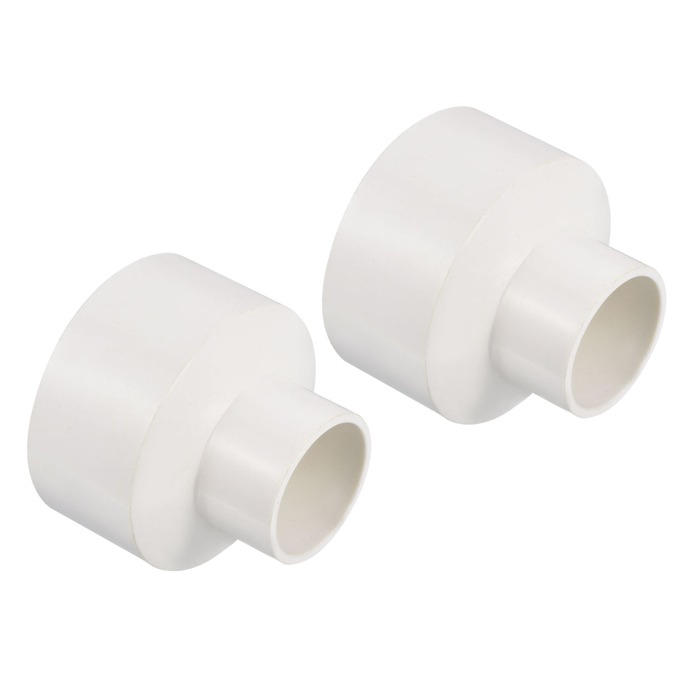 Harfington PVC Reducer Pipe Fitting 75x40mm, 2 Pack Straight Coupling Adapter Connector, White