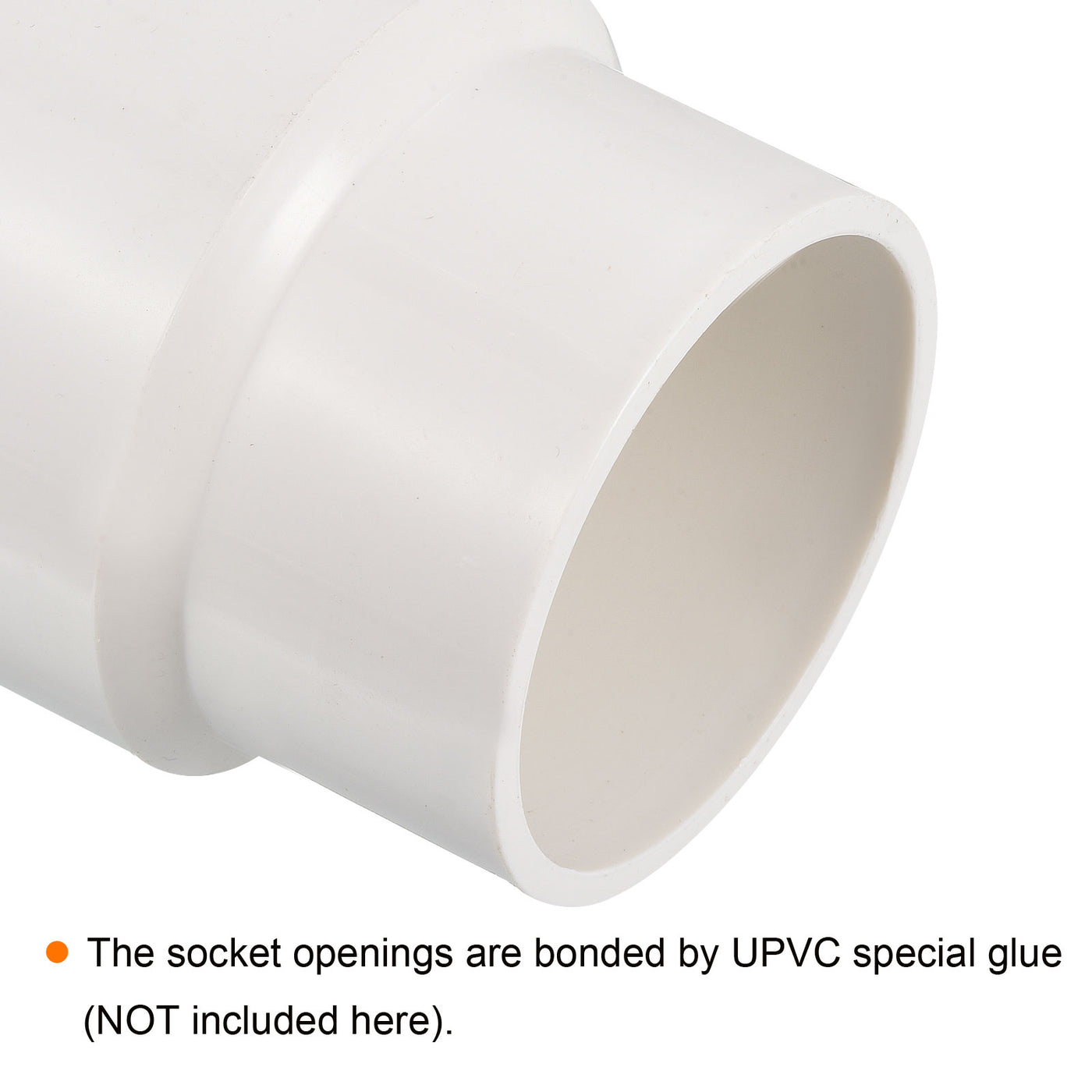 Harfington PVC Reducer Pipe Fitting 75x63mm, Straight Coupling Adapter Connector, White