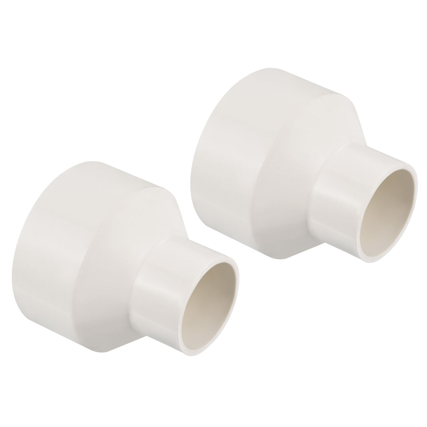 Harfington PVC Reducer Pipe Fitting 90x50mm, 2 Pack Straight Coupling Adapter Connector, White