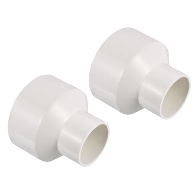 Harfington PVC Reducer Pipe Fitting 110x63mm, 2 Pack Straight Coupling Adapter Connector, White
