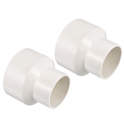 Harfington PVC Reducer Pipe Fitting 110x75mm, 2 Pack Straight Coupling Adapter Connector, White