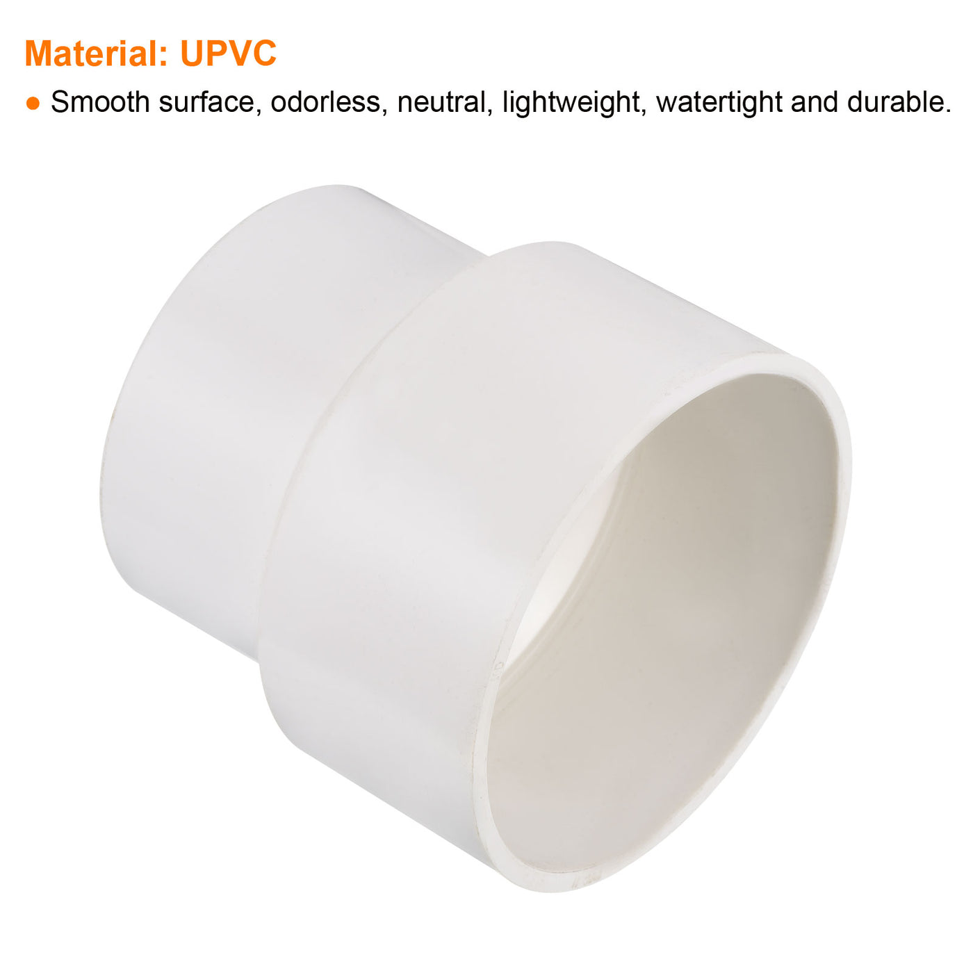 Harfington PVC Reducer Pipe Fitting 110x90mm, 2 Pack Straight Coupling Adapter Connector, White