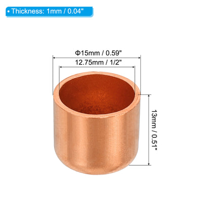 Harfington 1/2 Inch ID Copper Pipe End Cap, 3 Pack Copper Fitting Cap Sweat Plug Solder Connection for Plumbing HVAC Air Conditioner