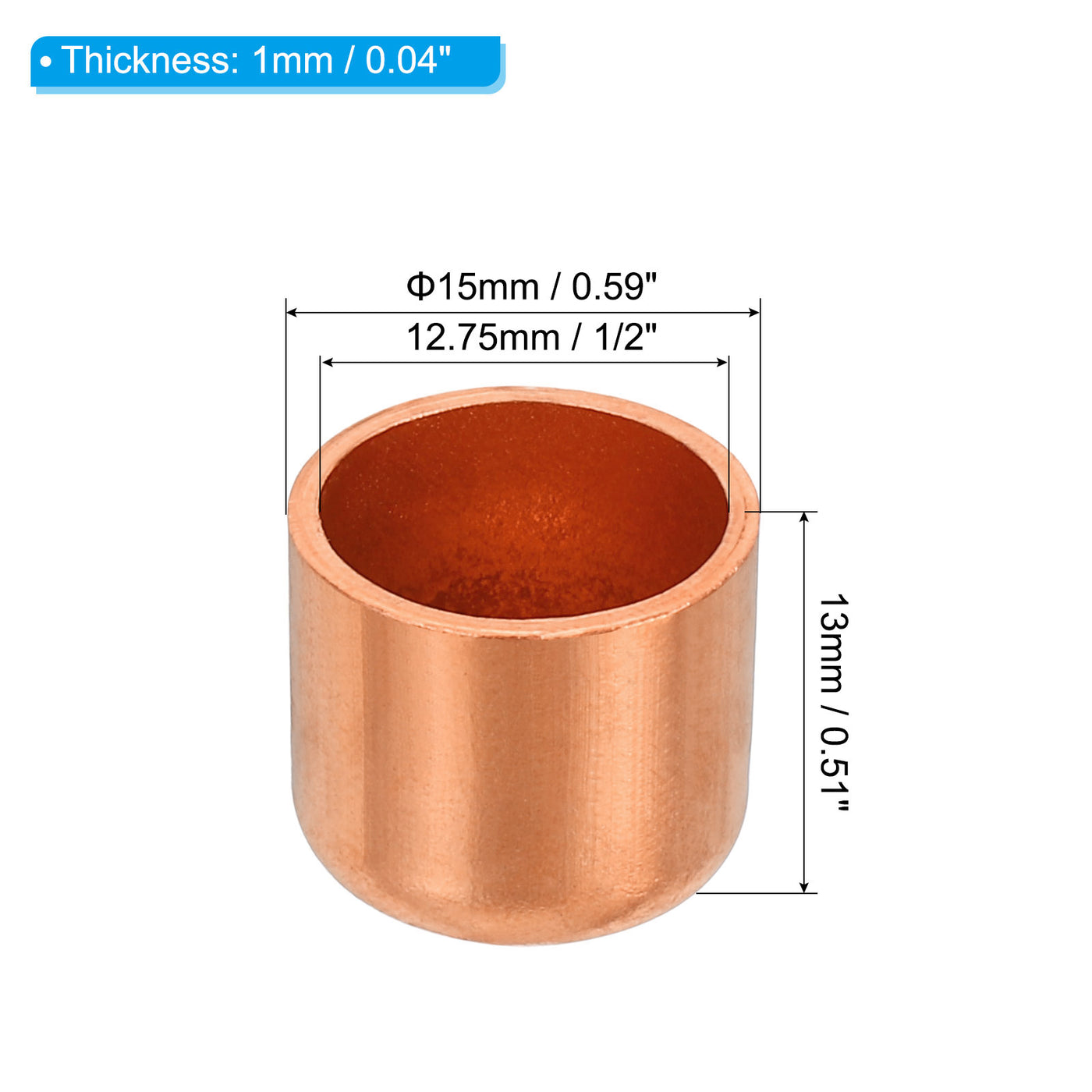 Harfington 1/2 Inch ID Copper Pipe End Cap, 5 Pack Copper Fitting Cap Sweat Plug Solder Connection for Plumbing HVAC Air Conditioner