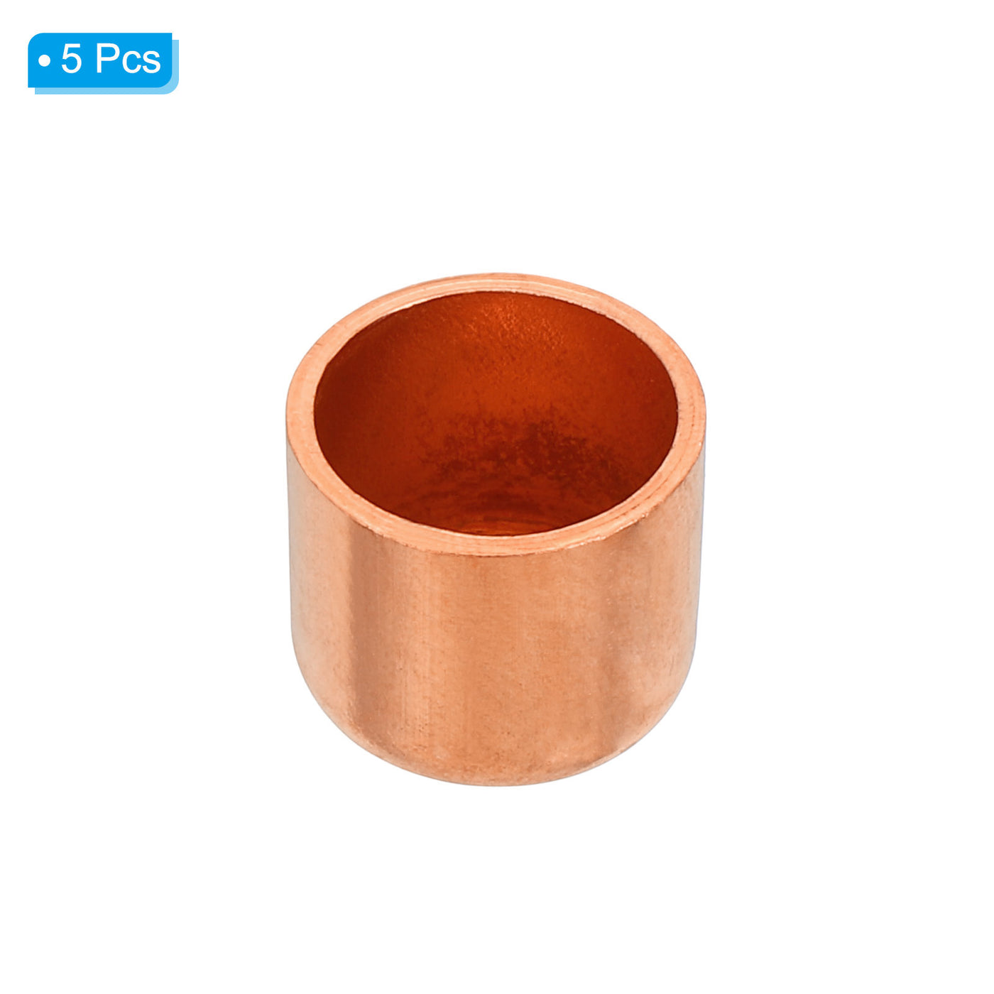 Harfington 1/2 Inch ID Copper Pipe End Cap, 5 Pack Copper Fitting Cap Sweat Plug Solder Connection for Plumbing HVAC Air Conditioner