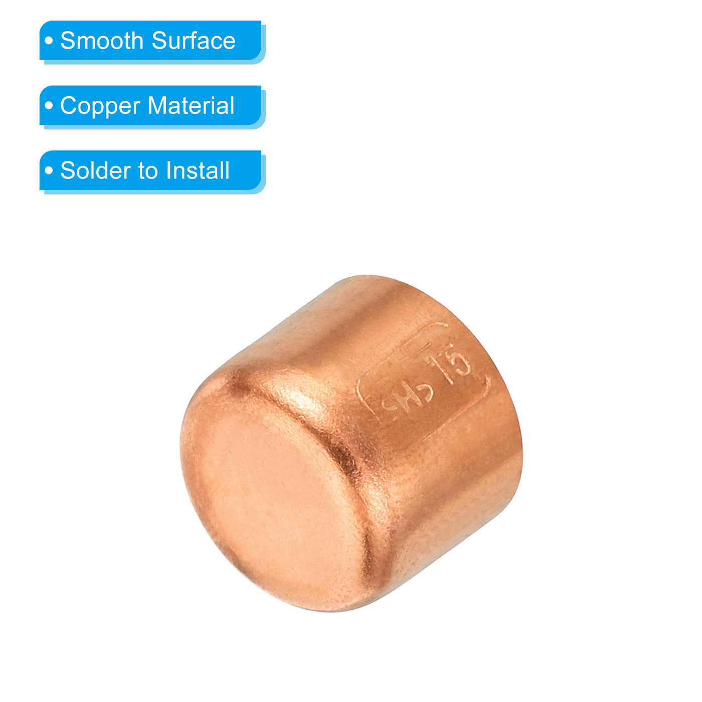 Harfington 15.07mm(0.59") ID Copper Pipe End Cap, 3 Pack Copper Fitting Cap Sweat Plug Solder Connection for Plumbing HVAC Air Conditioner