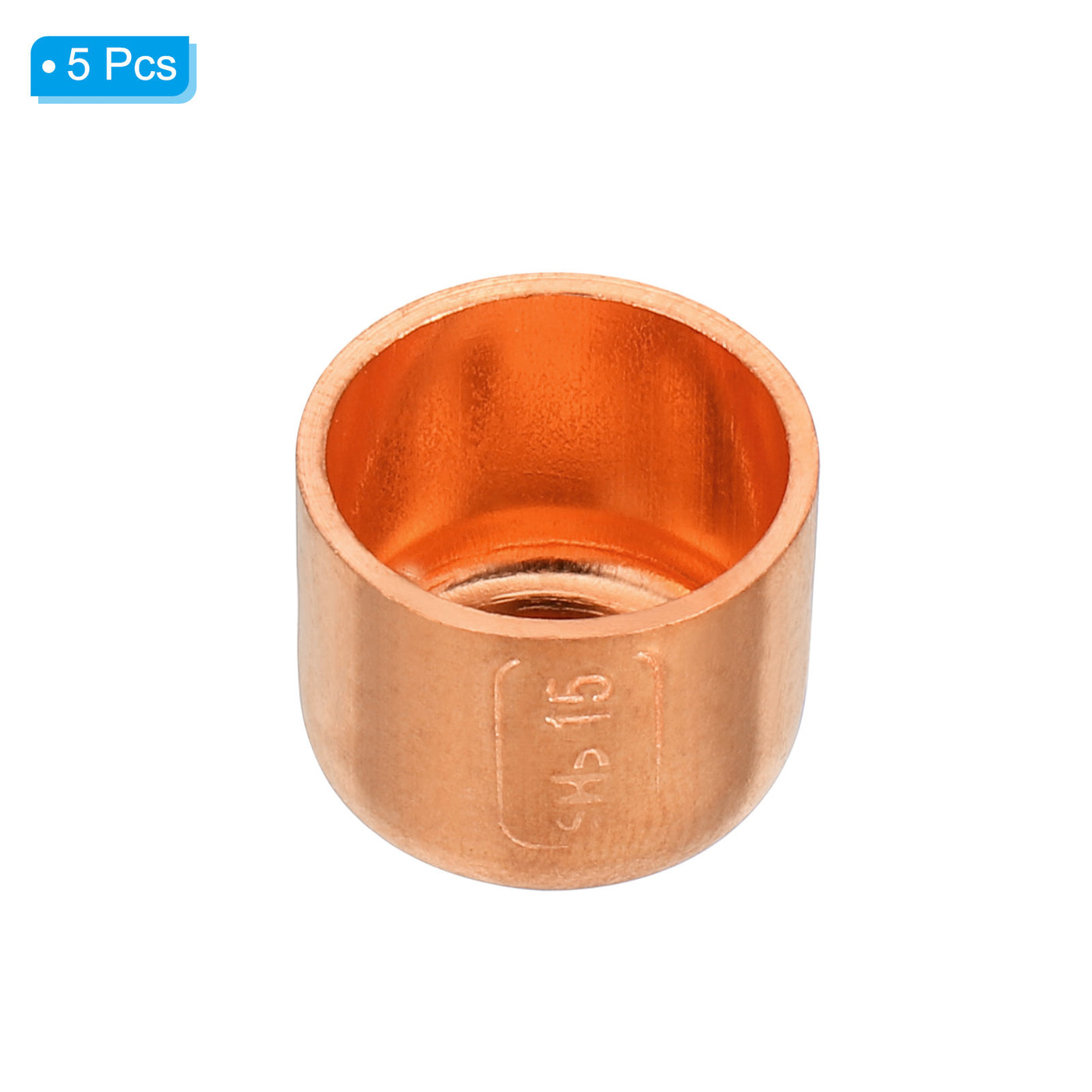 Harfington 15.07mm(0.59") ID Copper Pipe End Cap, 5 Pack Copper Fitting Cap Sweat Plug Solder Connection for Plumbing HVAC Air Conditioner