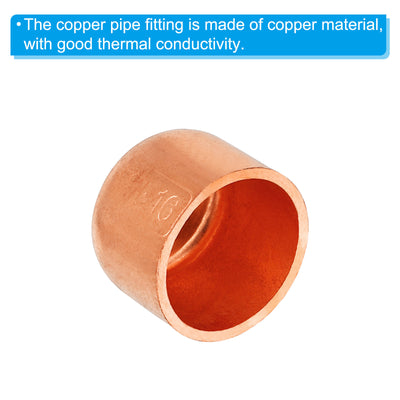Harfington 5/8 Inch ID Copper Pipe End Cap, 3 Pack Copper Fitting Cap Sweat Plug Solder Connection for Plumbing HVAC Air Conditioner