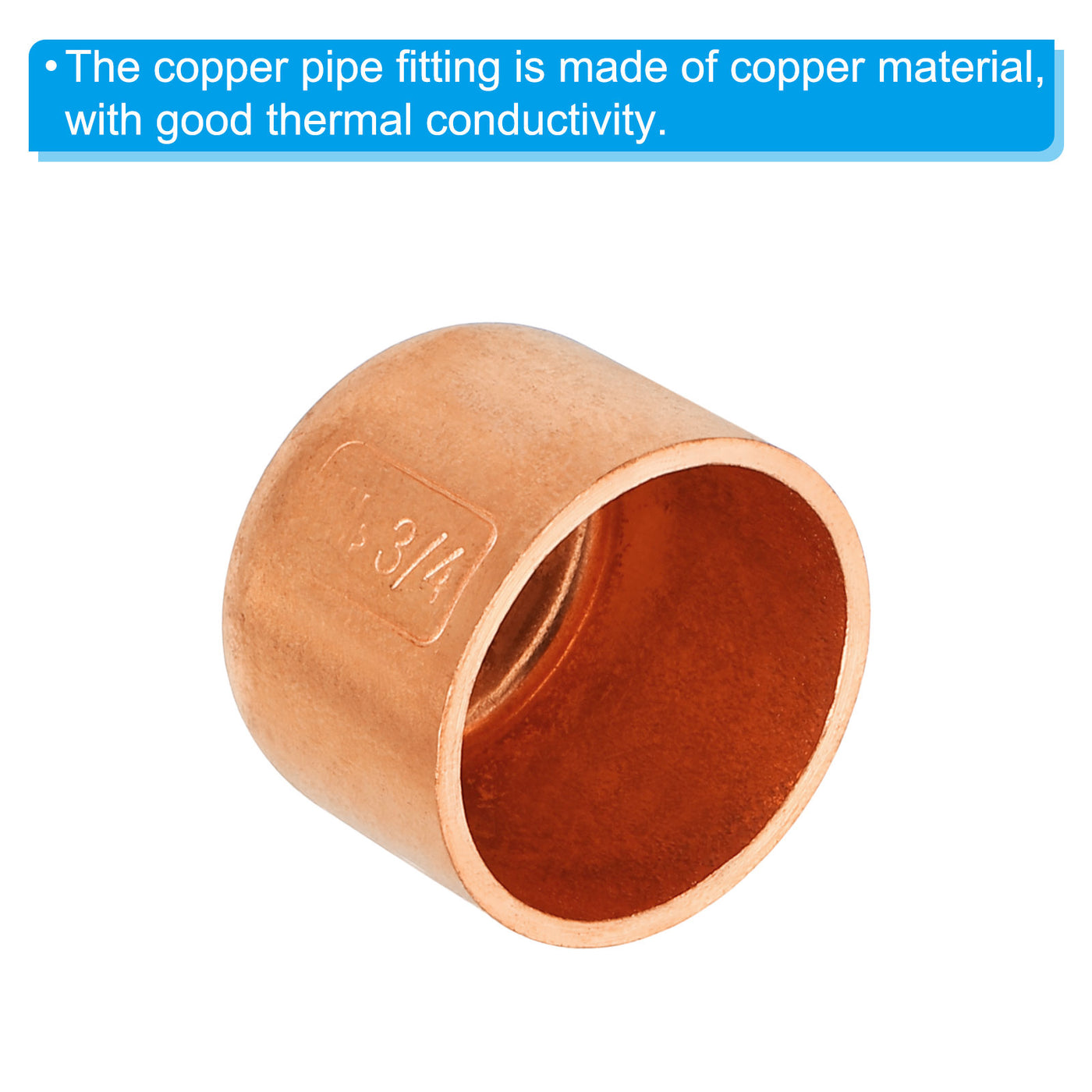 Harfington 3/4 Inch ID Copper Pipe End Cap, Copper Fitting Cap Sweat Plug Solder Connection for Plumbing HVAC Air Conditioner